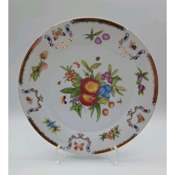 i godinger co plate Yorkshire 10" Dinner Plate Fruit Bee Butterfly - Picture 1 of 6